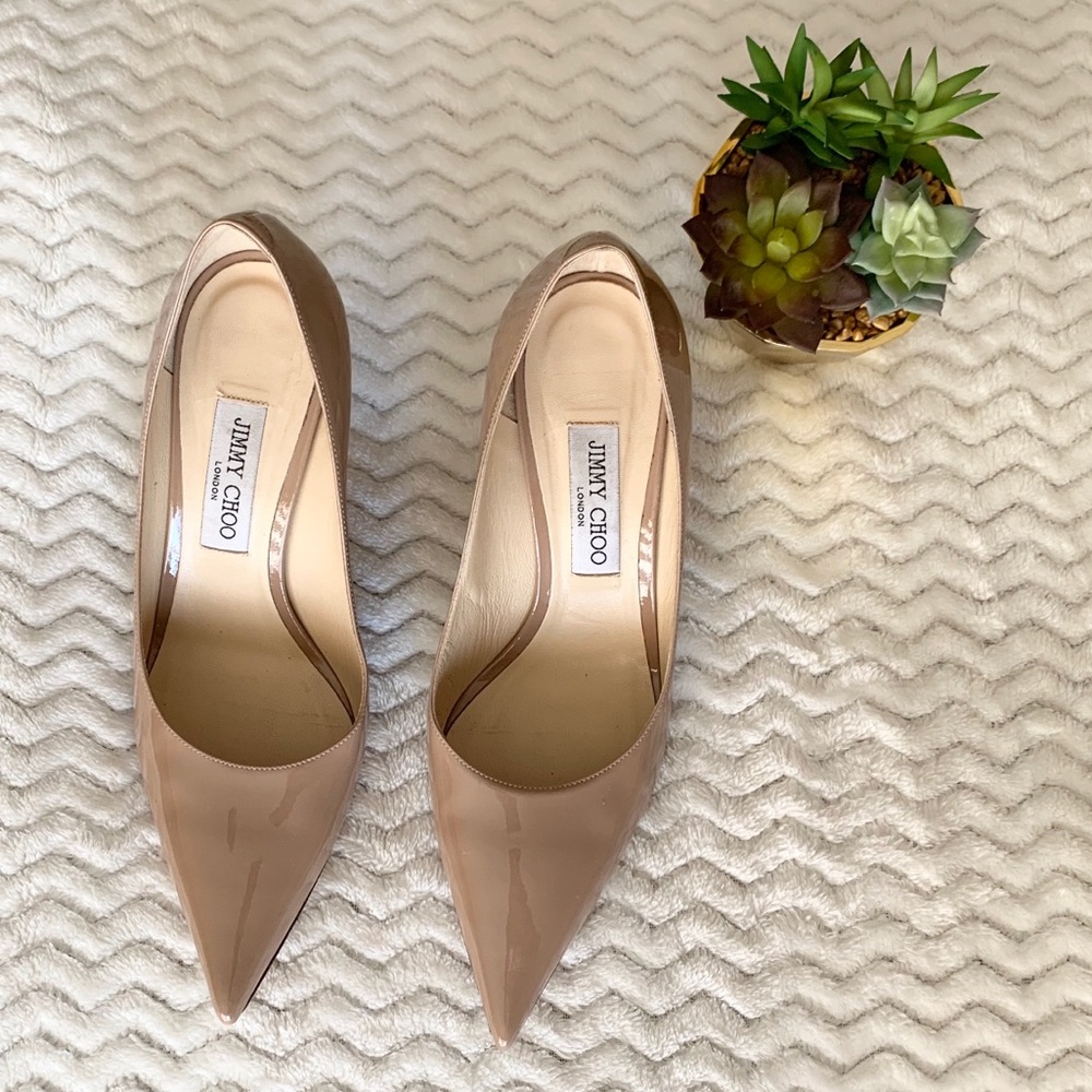 Jimmy Choo Nude Patent Leather Heels